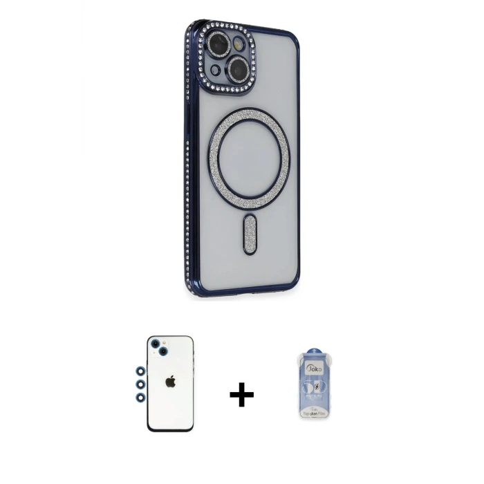 ieg™ iPhone 14 Kılıf Zirve Doku Prime - Siyah Joko Magic 5D Cam + Shine Kamera Lens - MI