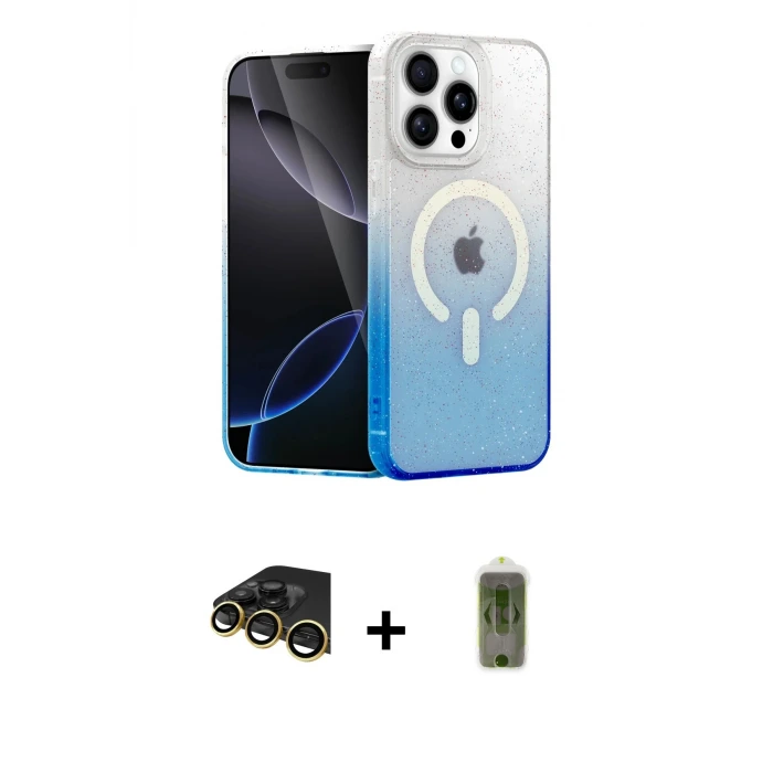 ieg™ iPhone 14 Pro Kılıf Eksen Minimal Özel Seri - Siyah Joko Magic 5D Hayalet Cam + Raze Metal Kamera Lens - GD