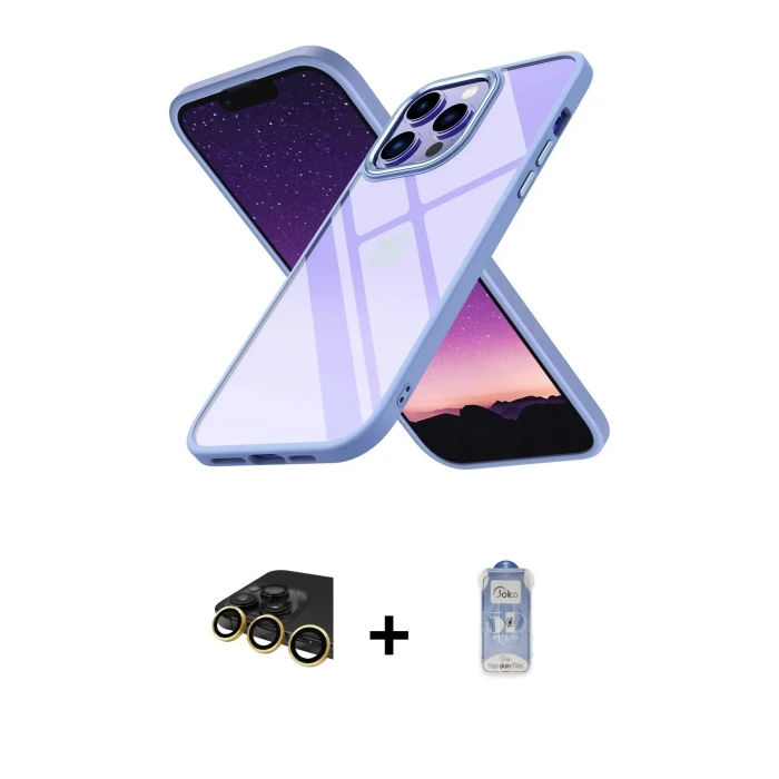 ieg™ iPhone 14 Pro Kılıf Nova Işık Serisi - Siyah Joko Magic 5D Cam + Raze Metal Kamera Lens - GD