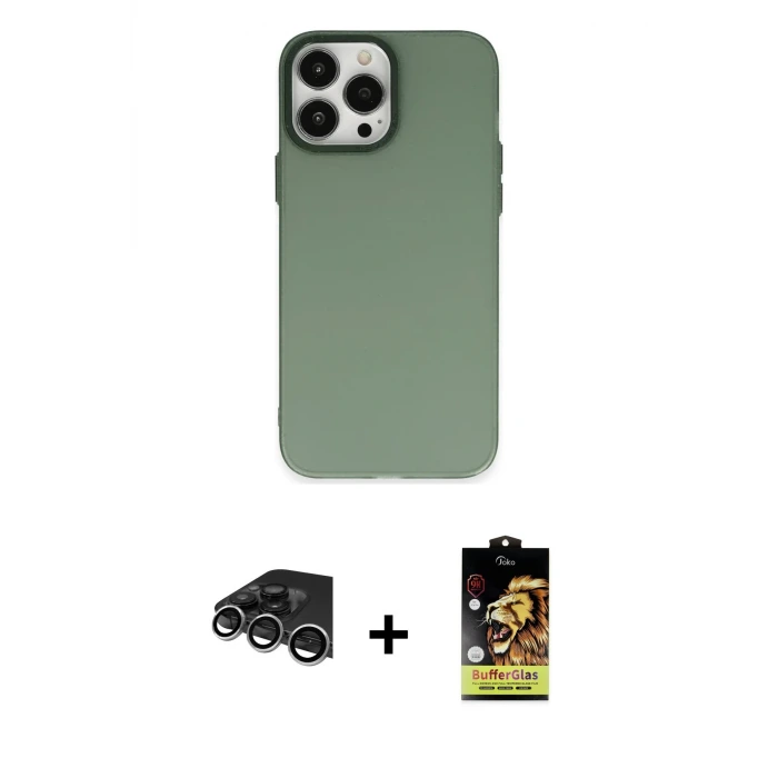 ieg™ iPhone 14 Pro Max Kılıf Ahenk Çizgi Prime - Siyah Buffer Cam Ekran Koruyucu + Raze Metal Kamera Lens - GS