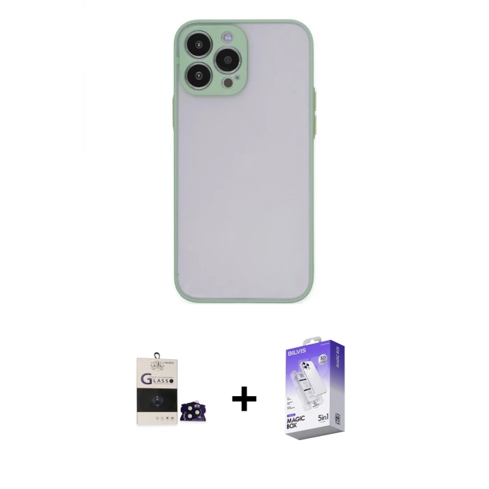 ieg™ iPhone 14 Pro Max Kılıf Ahenk Çizgi Serisi - Siyah Bilvis 5in1 3D Magic Cam Ekran Koruyucu + Bilvis Titan Kamera Lens - SH