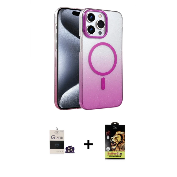 ieg™ iPhone 14 Pro Max Kılıf Ahenk Doku Özel Seri - Siyah Buffer Cam Ekran Koruyucu + Bilvis Titan Kamera Lens - GD
