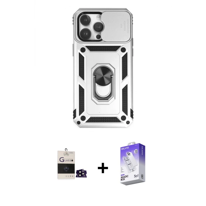 ieg™ iPhone 14 Pro Max Kılıf Ahenk Klasik - Siyah Bilvis 5in1 3D Magic Cam Ekran Koruyucu + Bilvis Titan Kamera Lens - SH