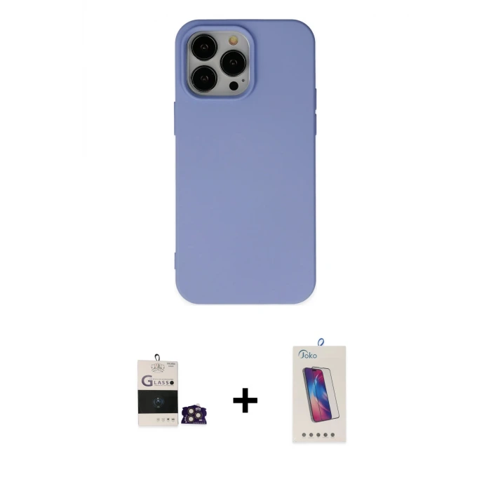 ieg™ iPhone 14 Pro Max Kılıf Ahenk Serisi - Siyah Joko 5D Cam + Bilvis Titan Kamera Lens - GD