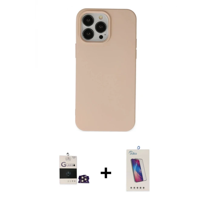 ieg™ iPhone 14 Pro Max Kılıf Ahenk Serisi - Siyah Joko 5D Cam + Bilvis Titan Kamera Lens - GD