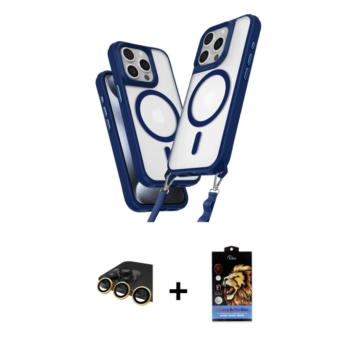 ieg™ iPhone 14 Pro Max Kılıf Atlas Doku Koleksiyonu - Siyah Buffer Hayalet Cam Ekran Koruyucu + Raze Metal Kamera Lens - GD