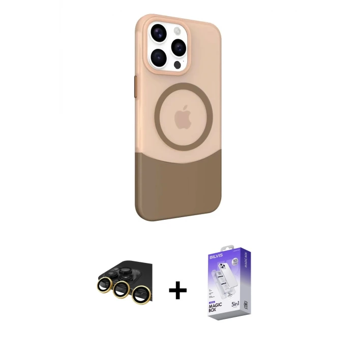 ieg™ iPhone 14 Pro Max Kılıf Çekirdek Asil Özel Seri - Siyah Bilvis 5in1 3D Magic Cam Ekran Koruyucu + Raze Metal Kamera Lens - GD