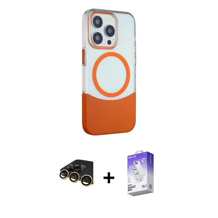 ieg™ iPhone 14 Pro Max Kılıf Çekirdek Asil Özel Seri - Siyah Bilvis 5in1 3D Magic Cam Ekran Koruyucu + Raze Metal Kamera Lens - GD