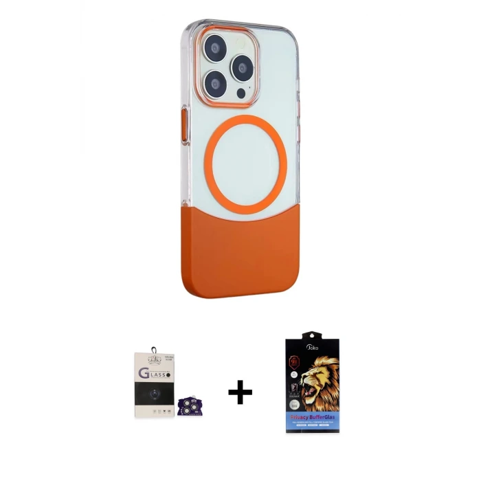 ieg™ iPhone 14 Pro Max Kılıf Çekirdek Asil Özel Seri - Siyah Buffer Hayalet Cam Ekran Koruyucu + Bilvis Titan Kamera Lens - GS