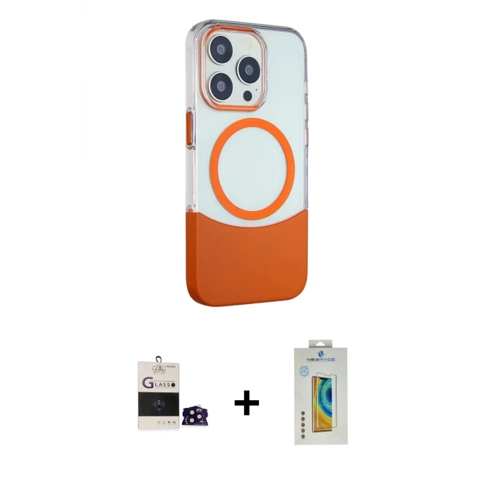 ieg™ iPhone 14 Pro Max Kılıf Çekirdek Asil Özel Seri - Siyah Polymer Nano Ekran Koruyucu + Bilvis Titan Kamera Lens - SH