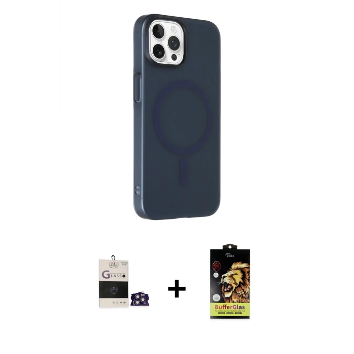ieg™ iPhone 14 Pro Max Kılıf Çekirdek Modern Prime - Siyah Buffer Cam Ekran Koruyucu + Bilvis Titan Kamera Lens - GS