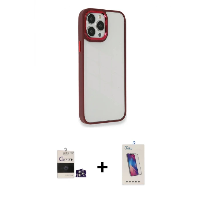 ieg™ iPhone 14 Pro Max Kılıf Eksen Doku Prime - Siyah Joko 5D Cam + Bilvis Titan Kamera Lens - GS