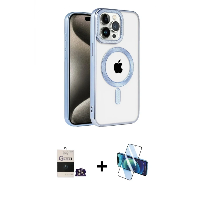 ieg™ iPhone 14 Pro Max Kılıf Eksen Form Koleksiyonu - Siyah 3D Antistatik Cam Ekran Koruyucu + Bilvis Titan Kamera Lens - GD