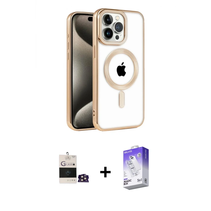 ieg™ iPhone 14 Pro Max Kılıf Eksen Form Koleksiyonu - Siyah Bilvis 5in1 3D Magic Cam Ekran Koruyucu + Bilvis Titan Kamera Lens - GD