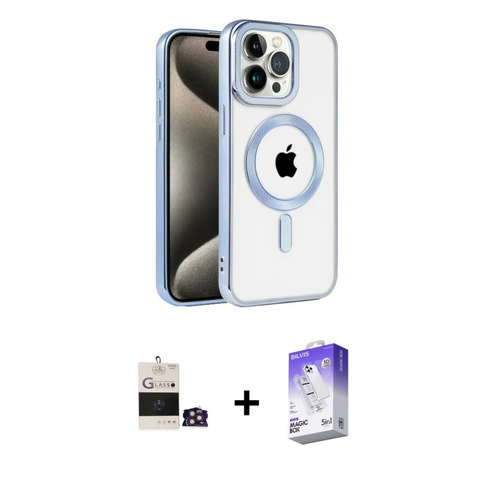 ieg™ iPhone 14 Pro Max Kılıf Eksen Form Koleksiyonu - Siyah Bilvis 5in1 3D Magic Cam Ekran Koruyucu + Bilvis Titan Kamera Lens - GD