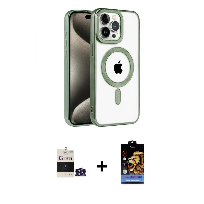 ieg™ iPhone 14 Pro Max Kılıf Eksen Form Koleksiyonu - Siyah Buffer Hayalet Cam Ekran Koruyucu + Bilvis Titan Kamera Lens - DNMR