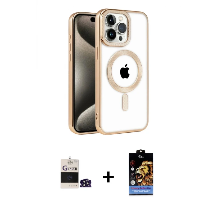 ieg™ iPhone 14 Pro Max Kılıf Eksen Form Koleksiyonu - Siyah Buffer Hayalet Cam Ekran Koruyucu + Bilvis Titan Kamera Lens - DNMR
