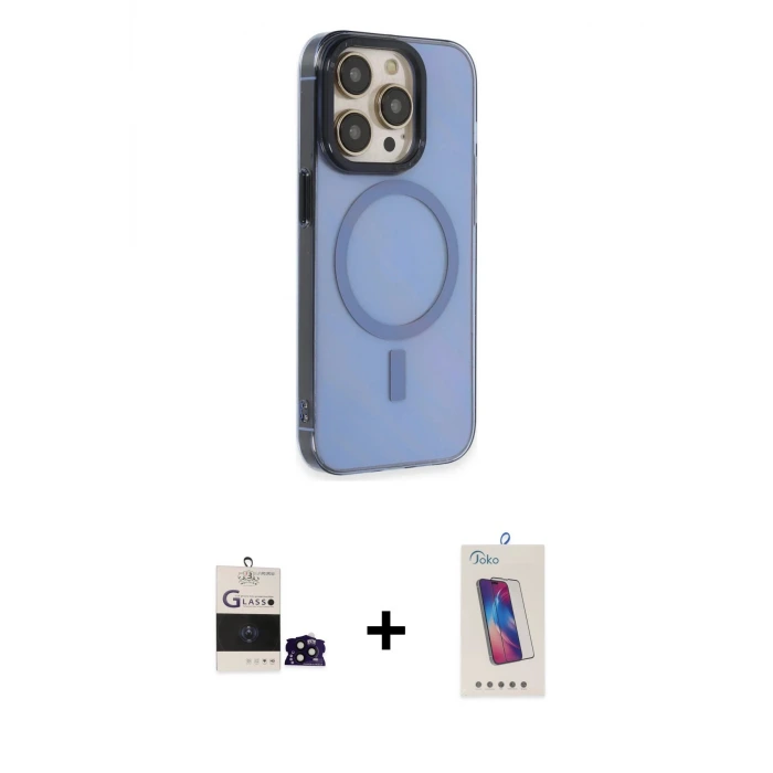 ieg™ iPhone 14 Pro Max Kılıf Eksen Işık Prime - Siyah Joko 5D Cam + Bilvis Titan Kamera Lens - SH