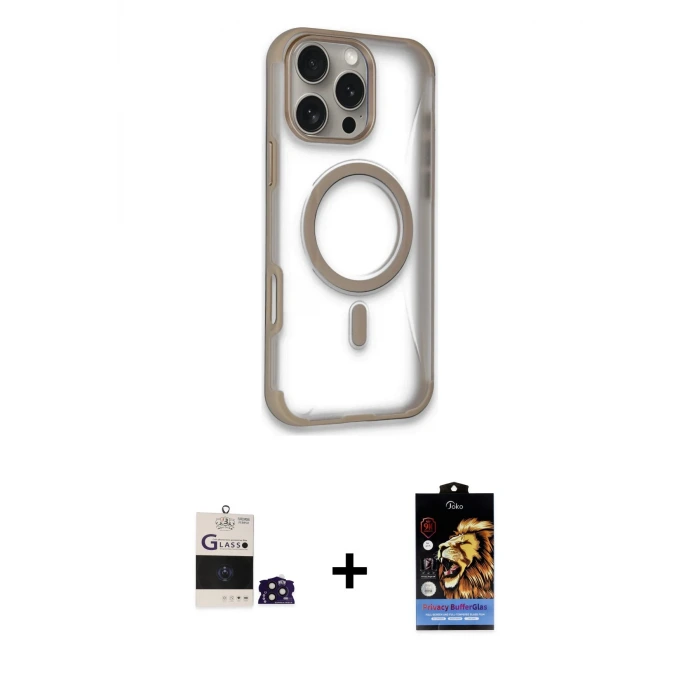 ieg™ iPhone 14 Pro Max Kılıf Eksen Klasik Koleksiyonu - Siyah Buffer Hayalet Cam Ekran Koruyucu + Bilvis Titan Kamera Lens - DNMR