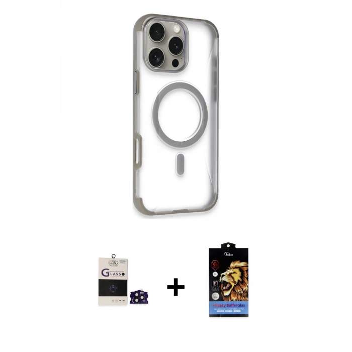 ieg™ iPhone 14 Pro Max Kılıf Eksen Klasik Koleksiyonu - Siyah Buffer Hayalet Cam Ekran Koruyucu + Bilvis Titan Kamera Lens - DNMR