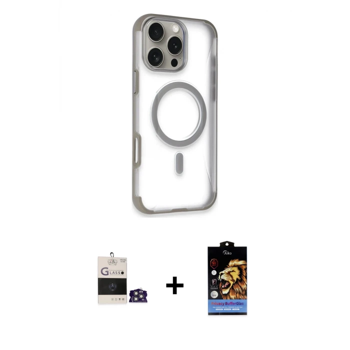 ieg™ iPhone 14 Pro Max Kılıf Eksen Klasik Koleksiyonu - Siyah Buffer Hayalet Cam Ekran Koruyucu + Bilvis Titan Kamera Lens - GS