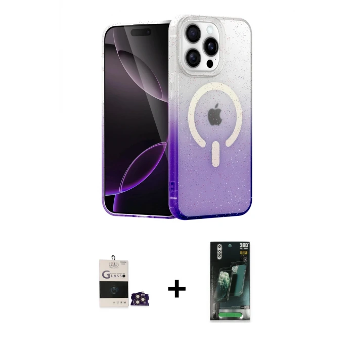 ieg™ iPhone 14 Pro Max Kılıf Eksen Minimal Özel Seri - Şeffaf 360 Full Body Arka Koruyucu + Bilvis Titan Kamera Lens - GD