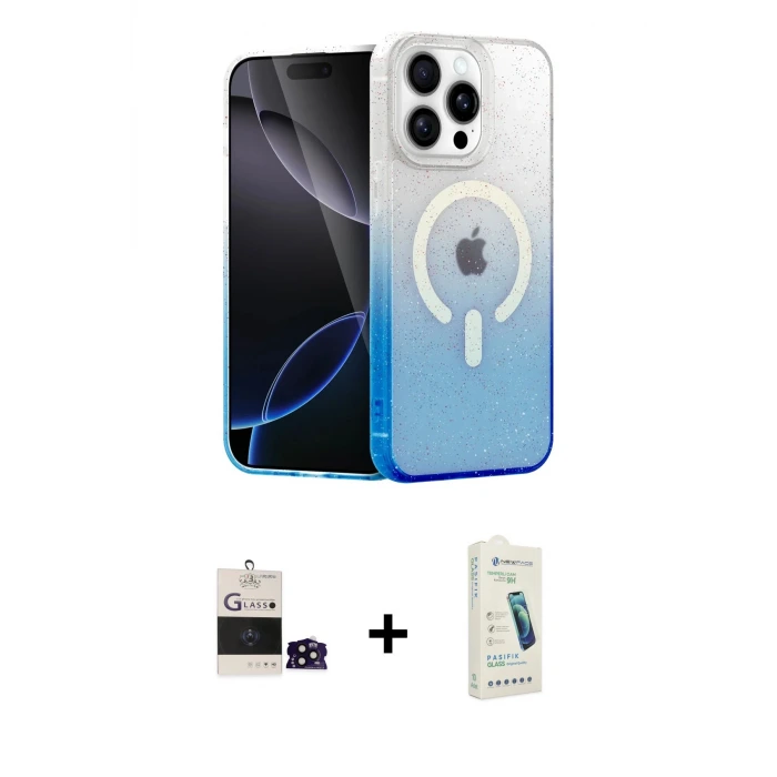 ieg™ iPhone 14 Pro Max Kılıf Eksen Minimal Özel Seri - Şeffaf Pasifik Cam Ekran Koruyucu + Bilvis Titan Kamera Lens - SH