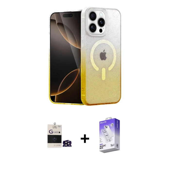 ieg™ iPhone 14 Pro Max Kılıf Eksen Minimal Özel Seri - Siyah Bilvis 5in1 3D Magic Cam Ekran Koruyucu + Bilvis Titan Kamera Lens - DNMR