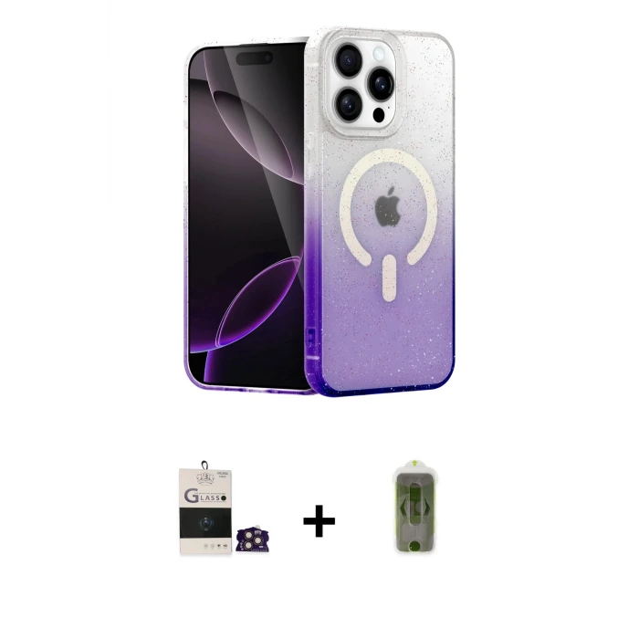 ieg™ iPhone 14 Pro Max Kılıf Eksen Minimal Özel Seri - Siyah Joko Magic 5D Hayalet Cam + Bilvis Titan Kamera Lens - GD