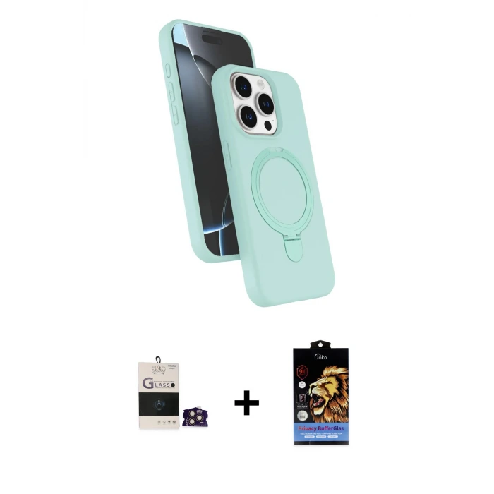 ieg™ iPhone 14 Pro Max Kılıf İz Işık Koleksiyonu - Siyah Buffer Hayalet Cam Ekran Koruyucu + Bilvis Titan Kamera Lens - GD