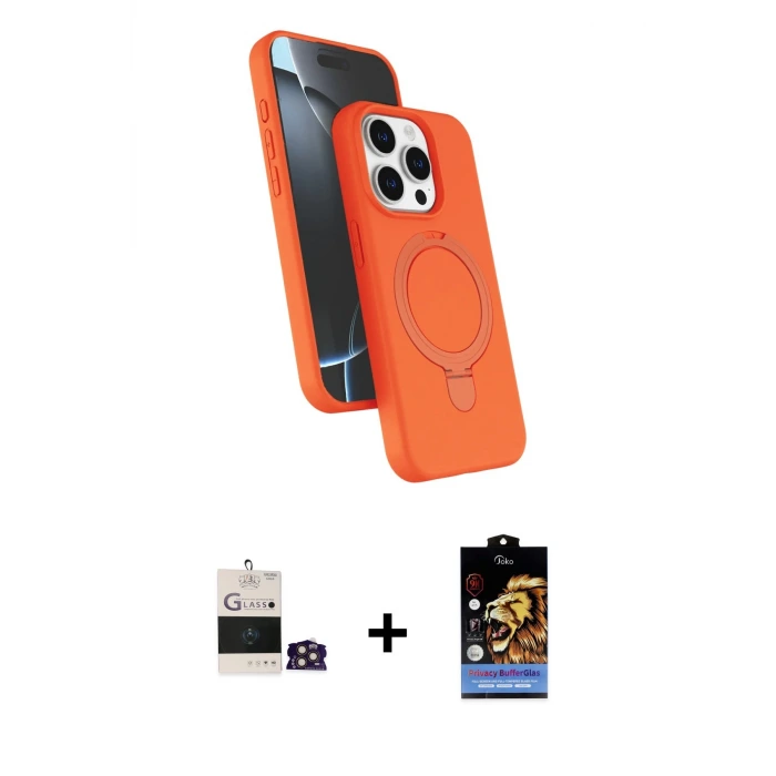 ieg™ iPhone 14 Pro Max Kılıf İz Işık Koleksiyonu - Siyah Buffer Hayalet Cam Ekran Koruyucu + Bilvis Titan Kamera Lens - GD
