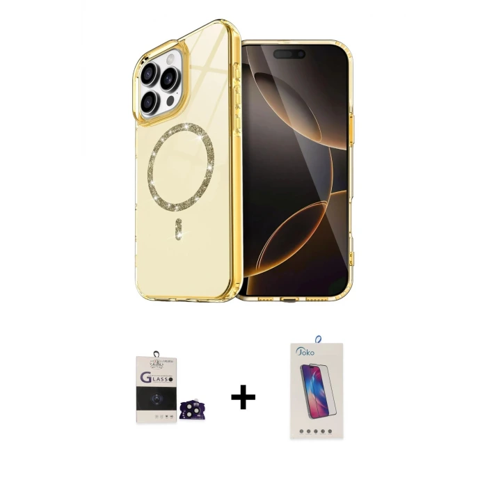 ieg™ iPhone 14 Pro Max Kılıf Kıvılcım Form Prime - Siyah Joko 5D Cam + Bilvis Titan Kamera Lens - SH