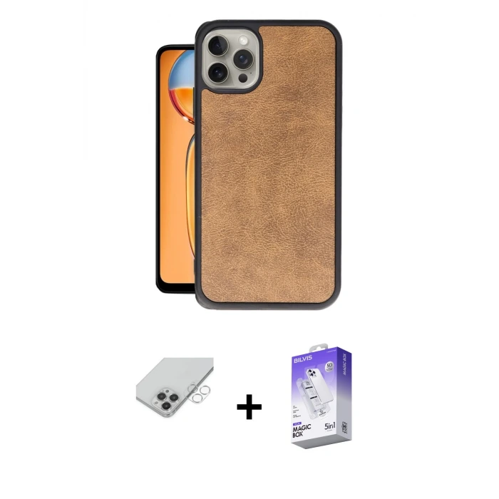 ieg™ iPhone 14 Pro Max Kılıf Kıvılcım Işık Serisi - Siyah Bilvis 5in1 3D Magic Cam Ekran Koruyucu + Band Metal Kamera Lens - GS