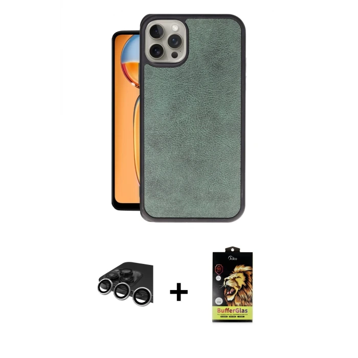 ieg™ iPhone 14 Pro Max Kılıf Kıvılcım Işık Serisi - Siyah Buffer Cam Ekran Koruyucu + Raze Metal Kamera Lens - GS