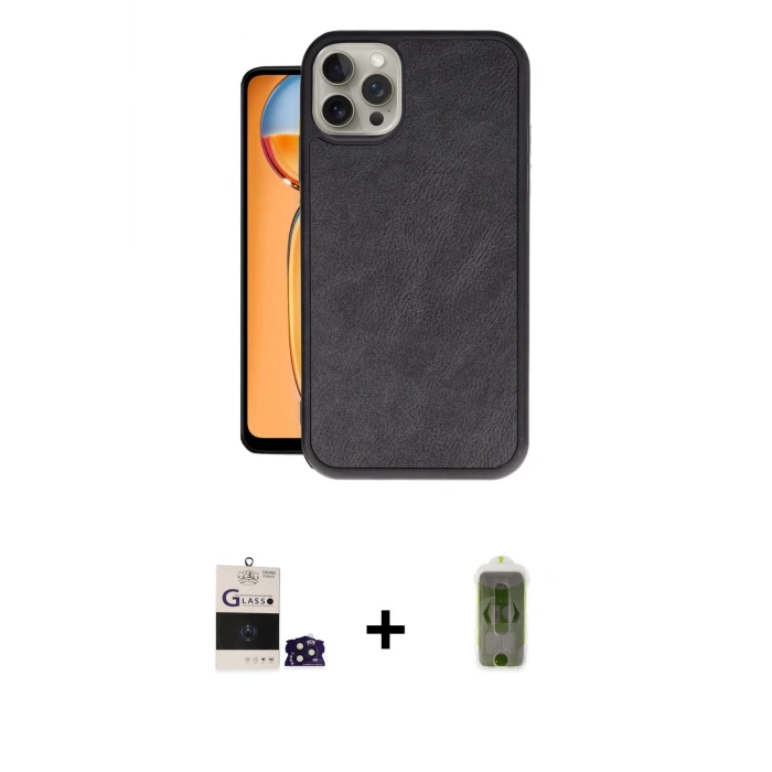 ieg™ iPhone 14 Pro Max Kılıf Kıvılcım Işık Serisi - Siyah Joko Magic 5D Hayalet Cam + Bilvis Titan Kamera Lens - DNMR