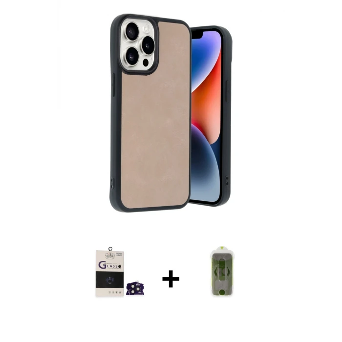 ieg™ iPhone 14 Pro Max Kılıf Kıvılcım Işık Serisi - Siyah Joko Magic 5D Hayalet Cam + Bilvis Titan Kamera Lens - DNMR