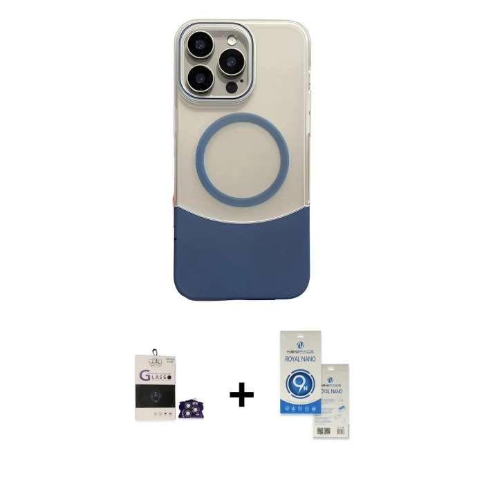 ieg™ iPhone 14 Pro Max Kılıf Kozmos Form Özel Seri - Şeffaf Royal Nano Ekran Koruyucu + Bilvis Titan Kamera Lens - GS