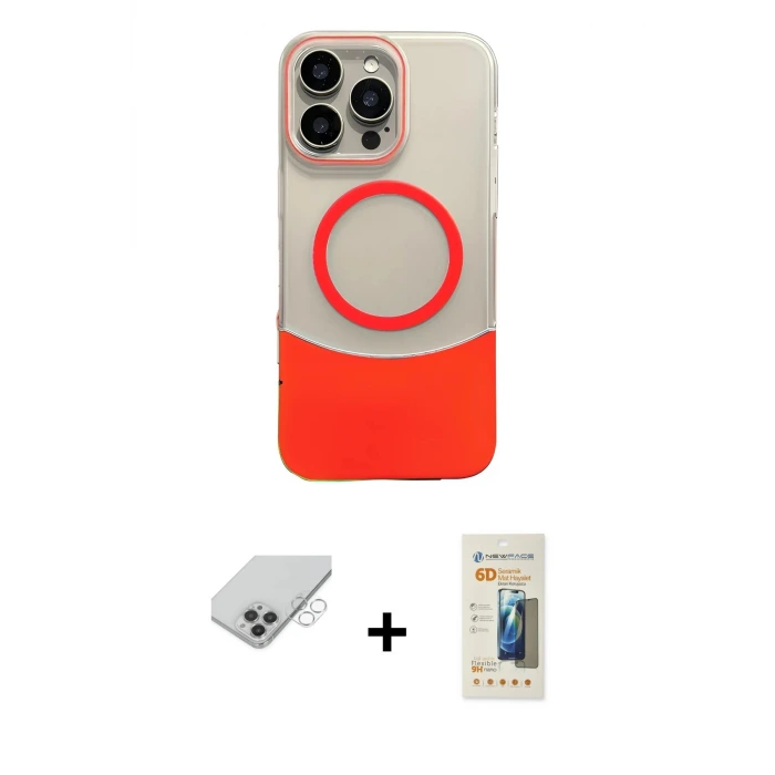 ieg™ iPhone 14 Pro Max Kılıf Kozmos Form Özel Seri - Siyah 6D Mat Seramik Hayalet Nano Ekran Koruyucu + Band Metal Kamera Lens - GS