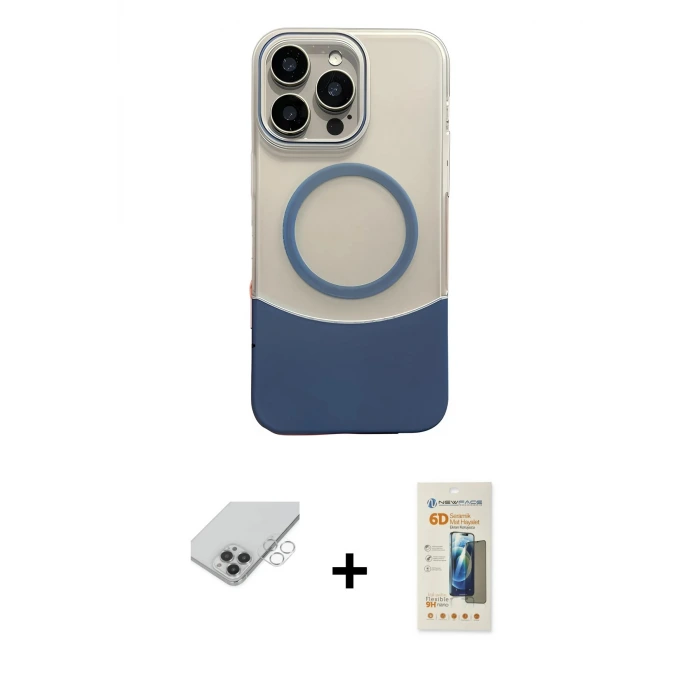 ieg™ iPhone 14 Pro Max Kılıf Kozmos Form Özel Seri - Siyah 6D Mat Seramik Hayalet Nano Ekran Koruyucu + Band Metal Kamera Lens - GS