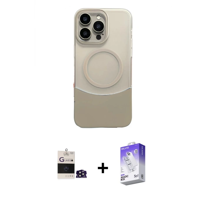 ieg™ iPhone 14 Pro Max Kılıf Kozmos Form Özel Seri - Siyah Bilvis 5in1 3D Magic Cam Ekran Koruyucu + Bilvis Titan Kamera Lens - DNMR
