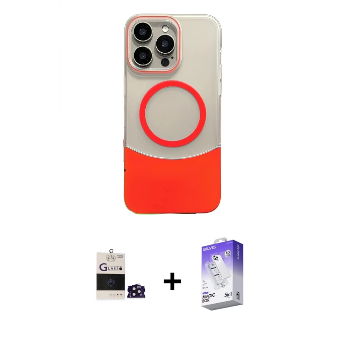 ieg™ iPhone 14 Pro Max Kılıf Kozmos Form Özel Seri - Siyah Bilvis 5in1 3D Magic Cam Ekran Koruyucu + Bilvis Titan Kamera Lens - DNMR