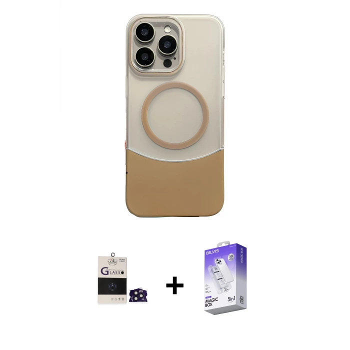 ieg™ iPhone 14 Pro Max Kılıf Kozmos Form Özel Seri - Siyah Bilvis 5in1 3D Magic Cam Ekran Koruyucu + Bilvis Titan Kamera Lens - DNMR