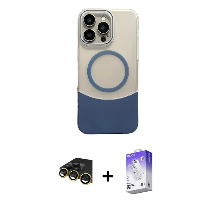 ieg™ iPhone 14 Pro Max Kılıf Kozmos Form Özel Seri - Siyah Bilvis 5in1 3D Magic Cam Ekran Koruyucu + Raze Metal Kamera Lens - GD