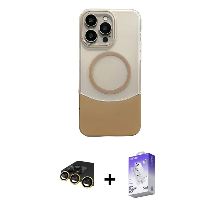 ieg™ iPhone 14 Pro Max Kılıf Kozmos Form Özel Seri - Siyah Bilvis 5in1 3D Magic Cam Ekran Koruyucu + Raze Metal Kamera Lens - GD