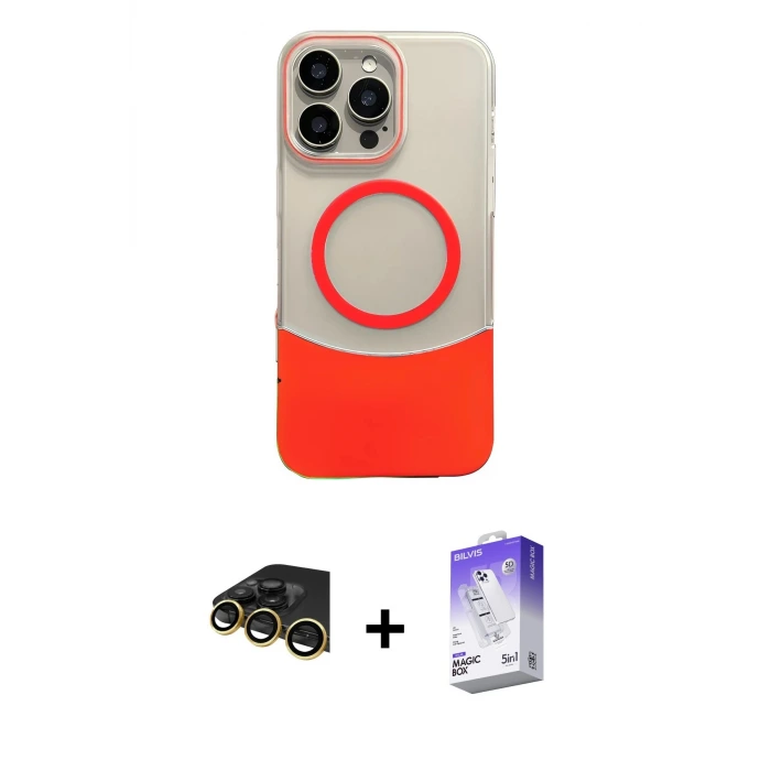ieg™ iPhone 14 Pro Max Kılıf Kozmos Form Özel Seri - Siyah Bilvis 5in1 3D Magic Cam Ekran Koruyucu + Raze Metal Kamera Lens - GD