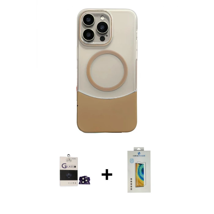 ieg™ iPhone 14 Pro Max Kılıf Kozmos Form Özel Seri - Siyah Polymer Nano Ekran Koruyucu + Bilvis Titan Kamera Lens - SH