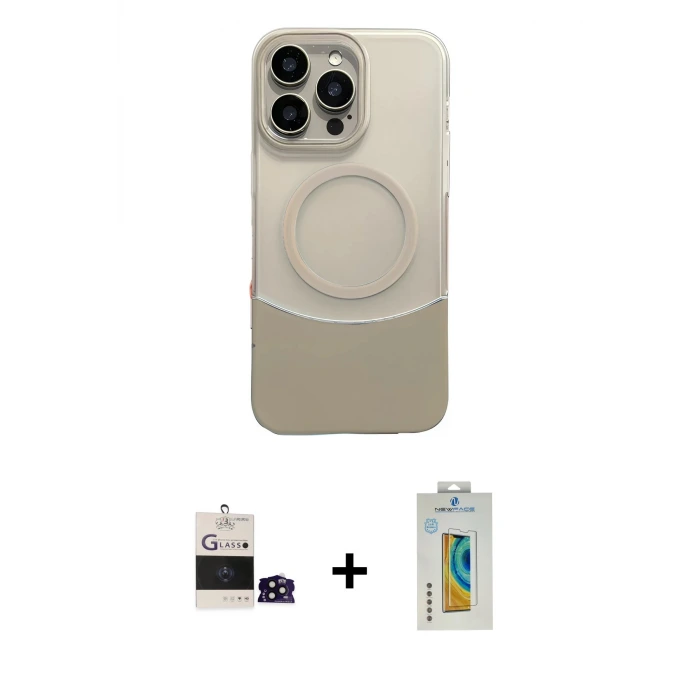 ieg™ iPhone 14 Pro Max Kılıf Kozmos Form Özel Seri - Siyah Polymer Nano Ekran Koruyucu + Bilvis Titan Kamera Lens - SH