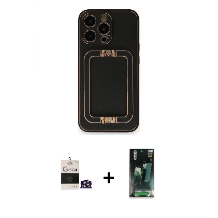 ieg™ iPhone 14 Pro Max Kılıf Kozmos Minimal Prime - Şeffaf 360 Full Body Arka Koruyucu + Bilvis Titan Kamera Lens - GS