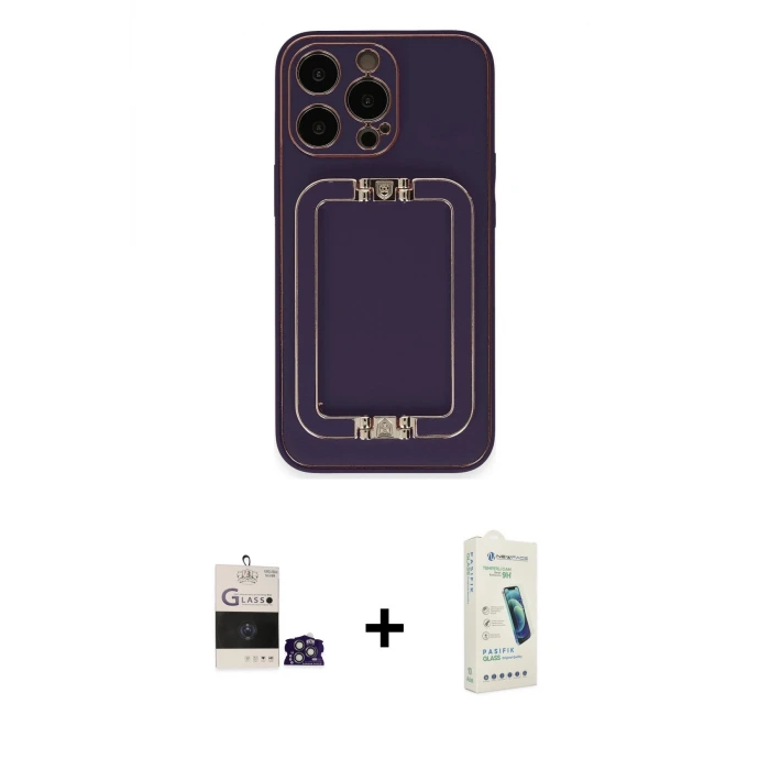 ieg™ iPhone 14 Pro Max Kılıf Kozmos Minimal Prime - Şeffaf Pasifik Cam Ekran Koruyucu + Bilvis Titan Kamera Lens - GS