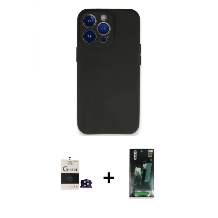 ieg™ iPhone 14 Pro Max Kılıf Kozmos Yansıma Özel Seri - Şeffaf 360 Full Body Arka Koruyucu + Bilvis Titan Kamera Lens - SH